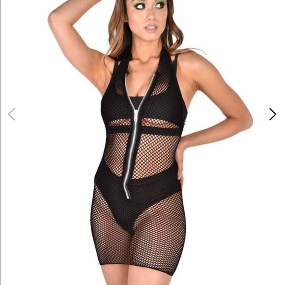 black fishnet dress festival